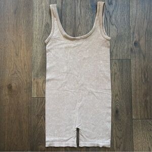 Vital Life Tan Ribbed Romper Bodysuit
